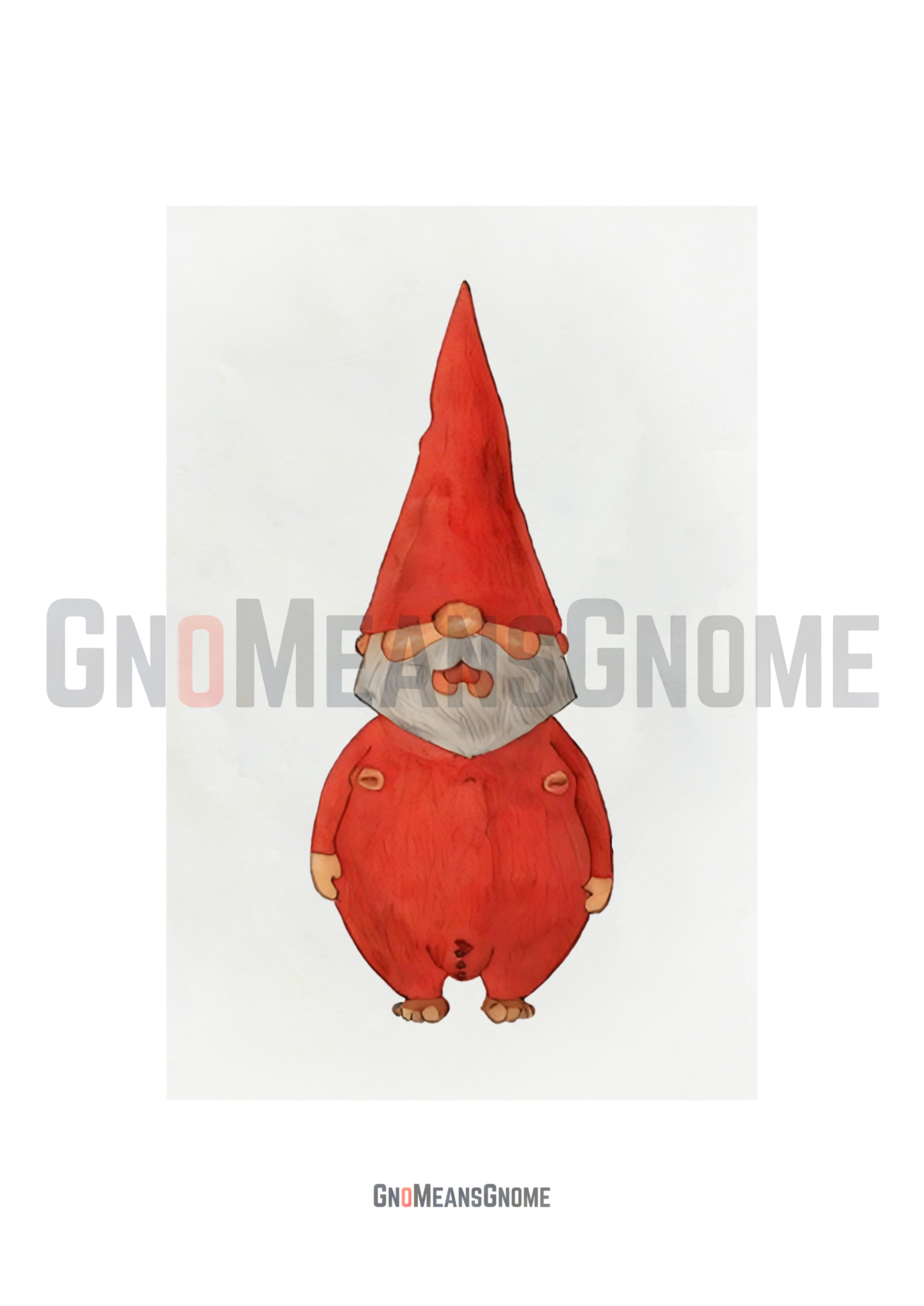 Red Latex - Funny Gnome Greeting Art - Card / Small Poster
