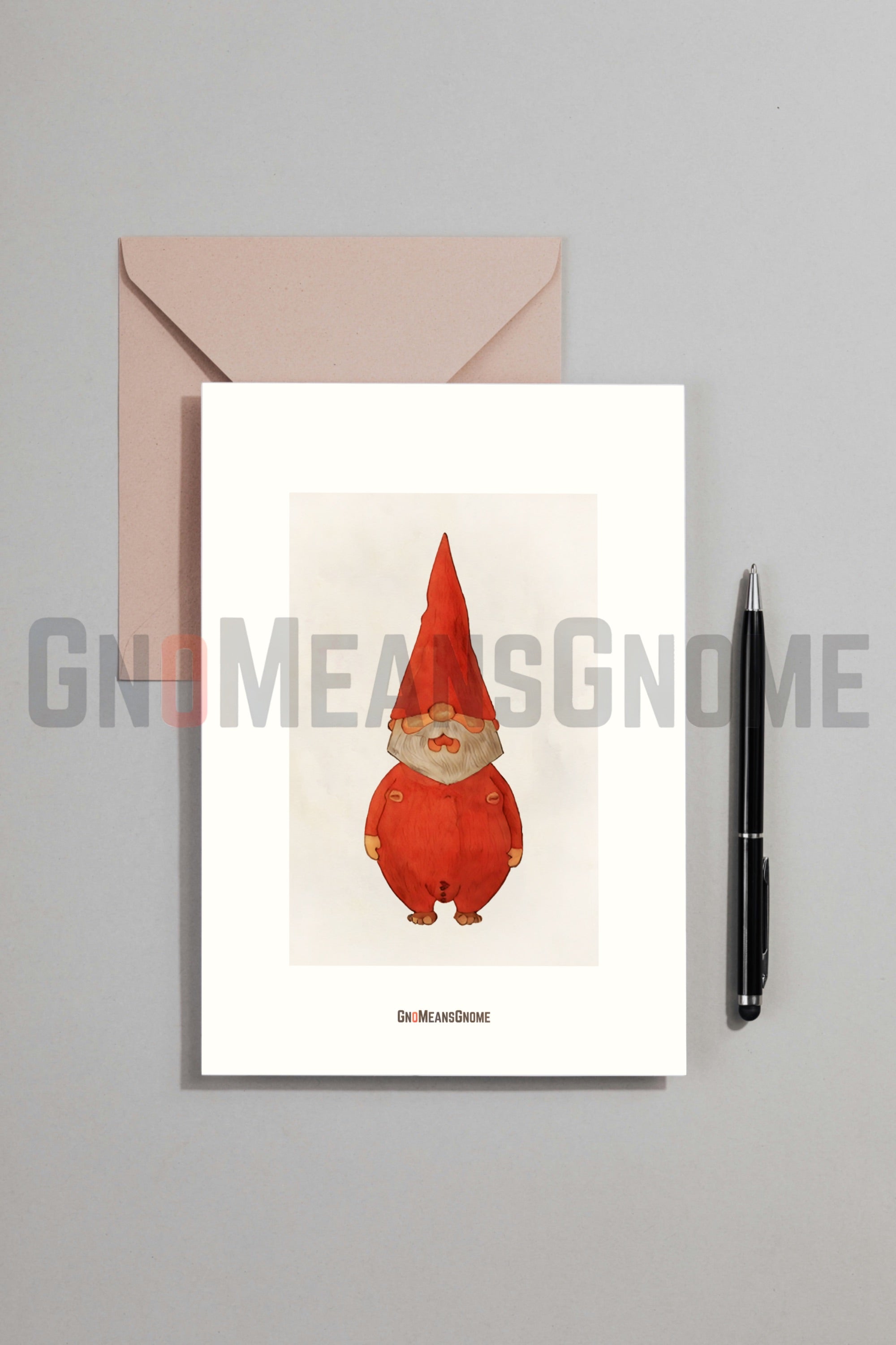 Red Latex - Funny Gnome Greeting Art - Card / Small Poster